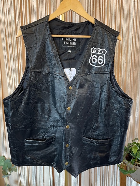 Vintage Other - Navarre Leather Company vintage Route 66 patchwork leather biker vest